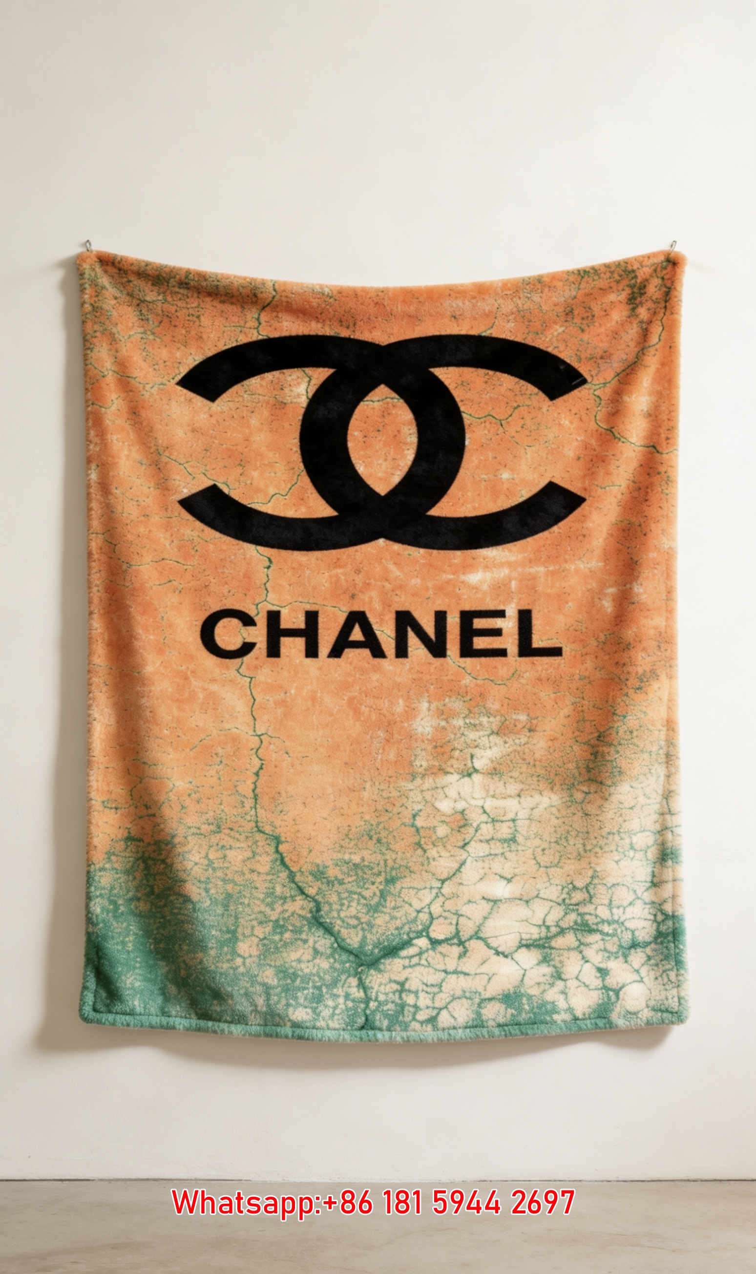 Chanel Vintage Brown Gradient Flannel Throw Blanket IMG_7320